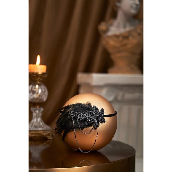 1920s Flapper Headband Feather Beaded Gatsby Roaring 20s Party Accessory - Picture 4 of 6